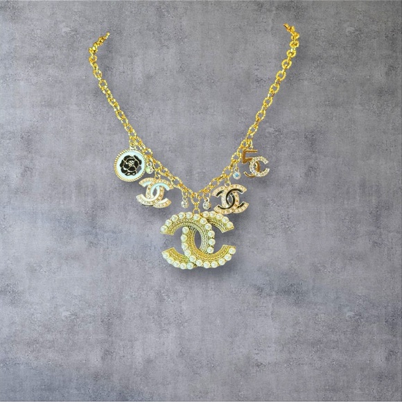 Upcycled Chanel Gold and Silver Pendant Necklace - Picture 2 of 3